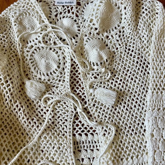 Roller Rabbit NWT Benita Crochet Cardigan Top, S New with Tags - Picture 3 of 9